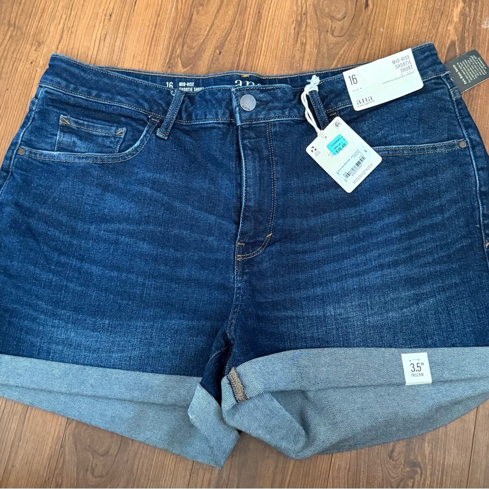 a.n.a. Mid-Rise Indigo Denim Shorts